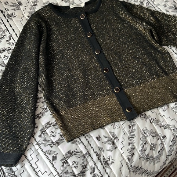 Karen Lessly Cardigan In Black and Gold Size PL - Picture 1 of 6